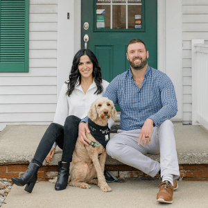Photo of Dr. Daher and Dr. Steinhilber with their dog